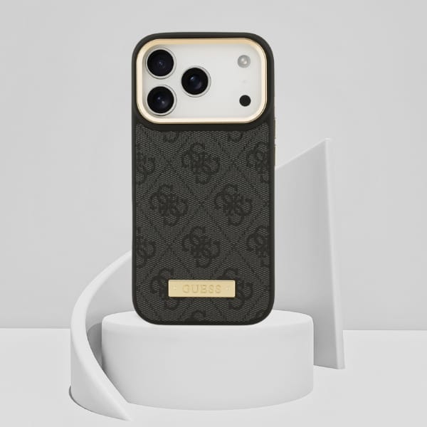 Etui Guess 4G Logo Plate MagSafe do iPhone 17 Pro czarny