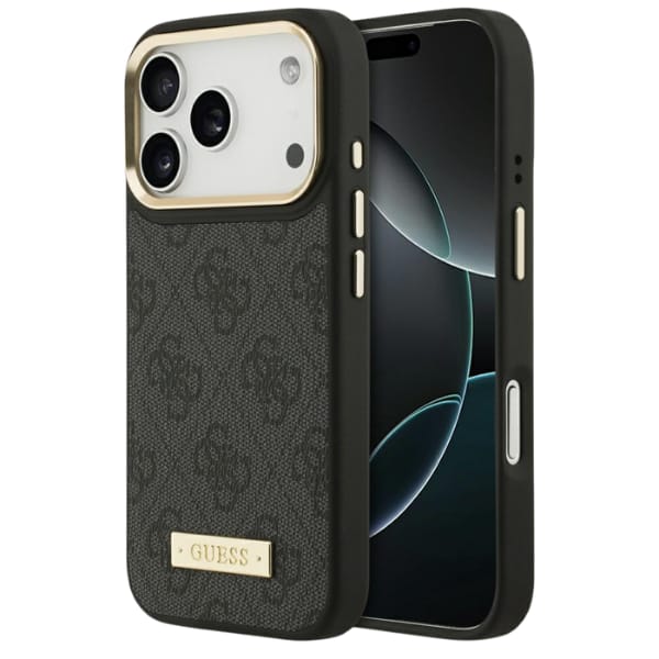 Etui Guess 4G Logo Plate MagSafe do iPhone 17 Pro czarny
