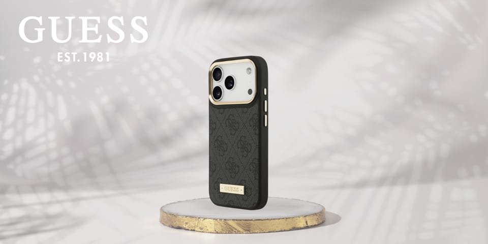 Etui Guess 4G Logo Plate MagSafe do iPhone 17 Pro czarny