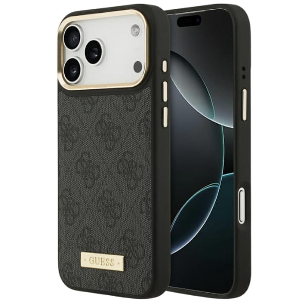 Etui Guess 4G Logo Plate MagSafe do iPhone 17 Pro Max czarny