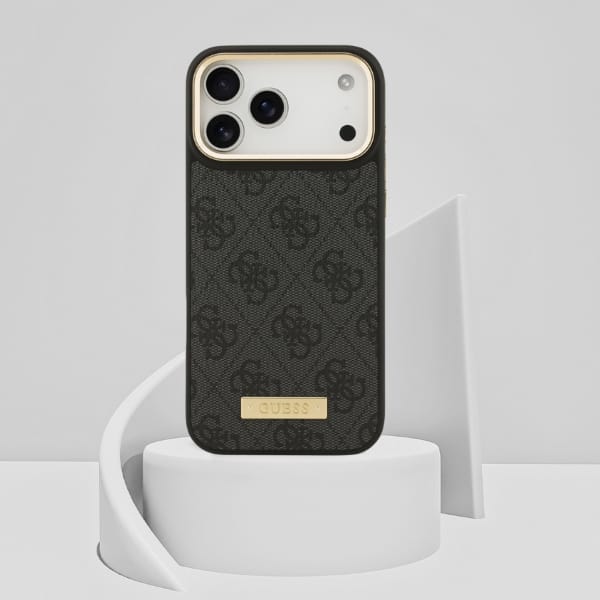 Etui Guess 4G Logo Plate MagSafe do iPhone 17 Pro Max czarny