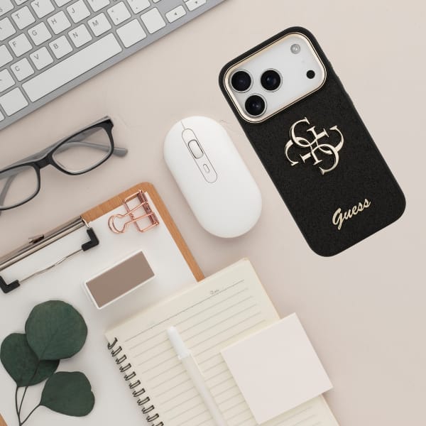 Etui Guess Fixed Glitter Big 4G Metal    Frame do iPhone 17 Pro czarny