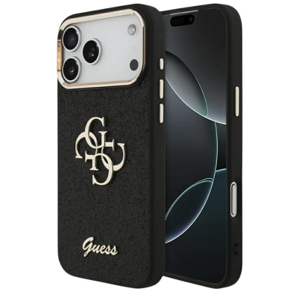 Etui Guess Fixed Glitter Big 4G Metal    Frame do iPhone 17 Pro Max czarny