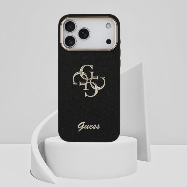 Etui Guess Fixed Glitter Big 4G Metal    Frame do iPhone 17 Pro Max czarny