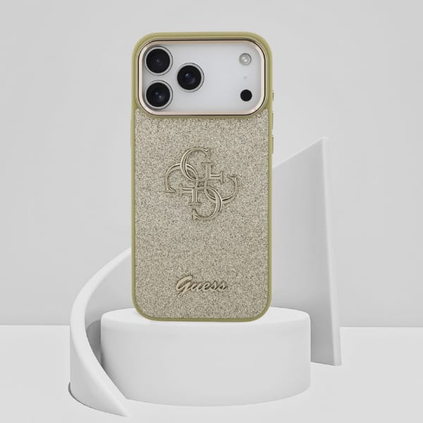 Etui Guess Fixed Glitter Big 4G Metal    Frame do iPhone 17 Pro Max złoty