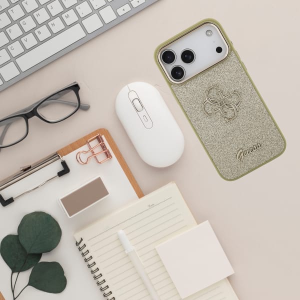 Etui Guess Fixed Glitter Big 4G Metal    Frame do iPhone 17 Pro Max złoty