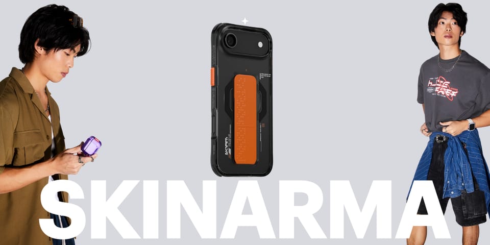 Etui Skinarma Haxa do iPhone Air         Magnetic Charging + Grip Stand grafitowy