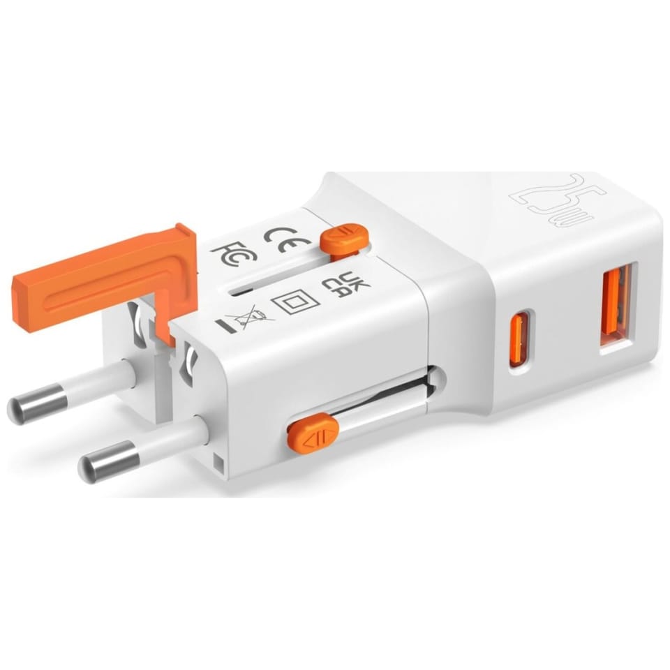 Ładowarka podróżna 4smarts World Travel  Adapter Nomad Pocket 25W USB-C/USB-A bialy