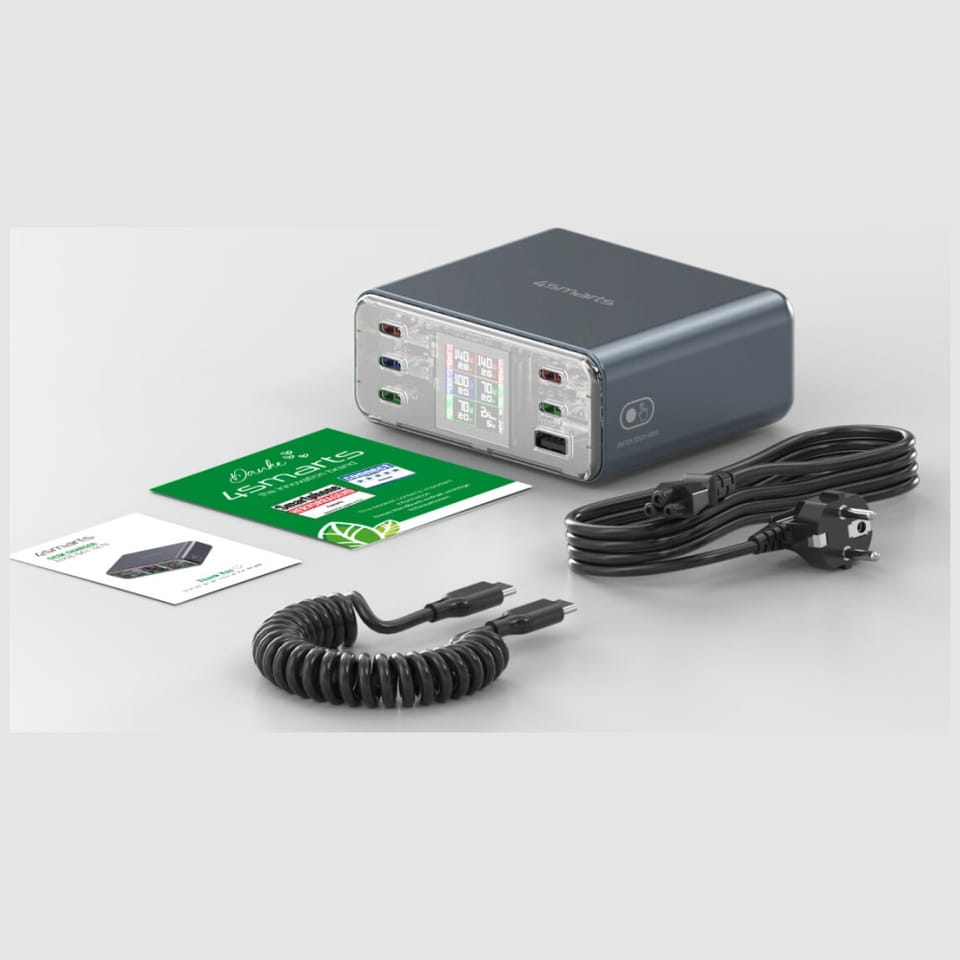 Stacja ładująca 4smarts Desk Charger     Lucid GaN DIY 360W 5xUSB-C 1xUSB-A szary