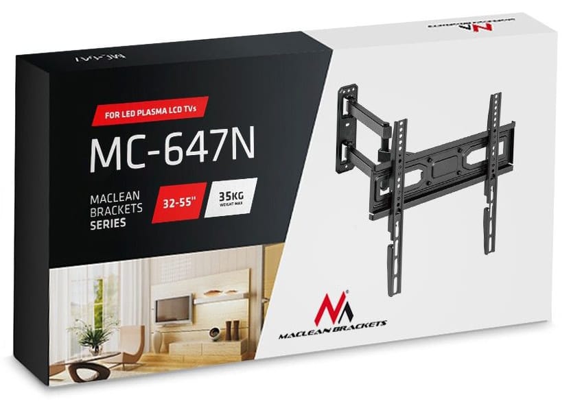 Uchwyt do telewizora 33-55", 35kg max vesa 400x400, pasuje do zakrzywionych