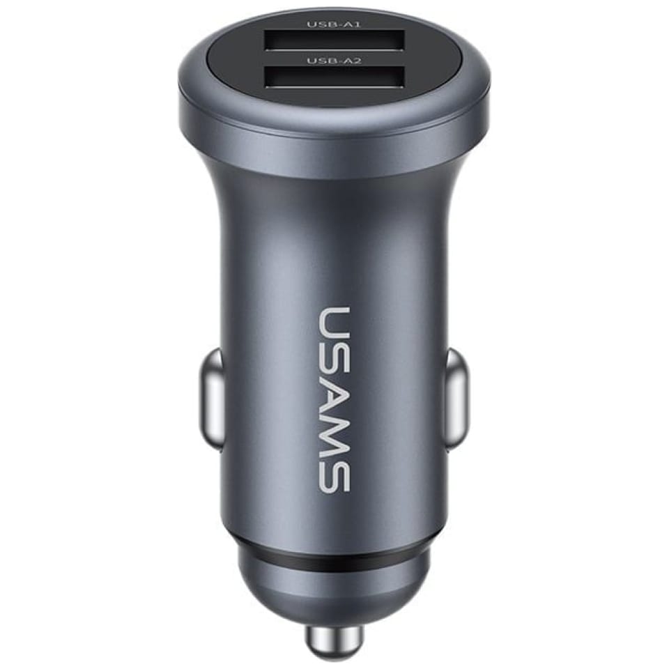 Ładowarka samochodowa USAMS CC320        Aluminium 2.4A 2xUSB-A tarnish