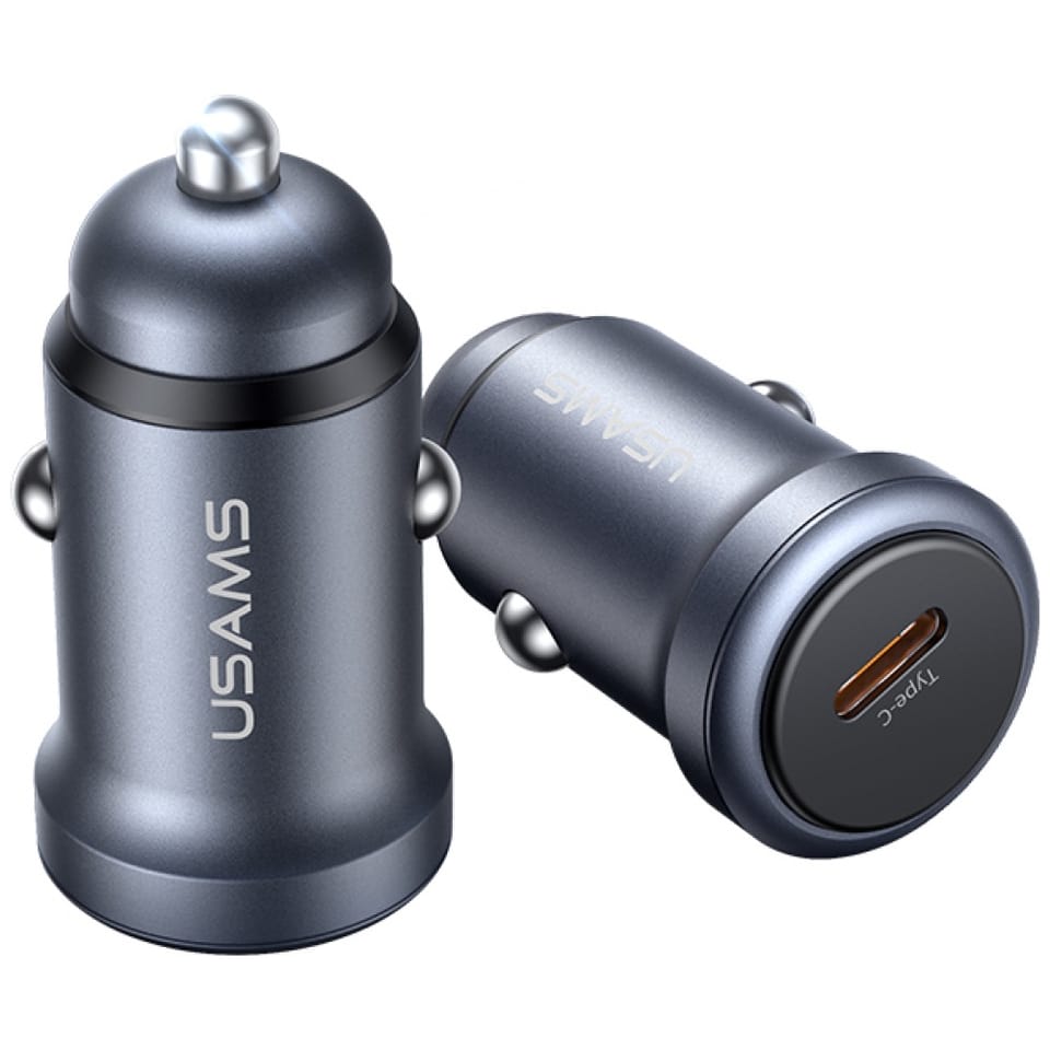 Ładowarka samochodowa USAMS CC321        Aluminium 30W PD USB-C tarnish