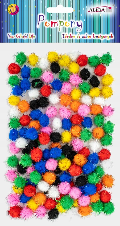 Pompony mix kol. śr.1,3cm (150szt) PM-3489 ALIGA