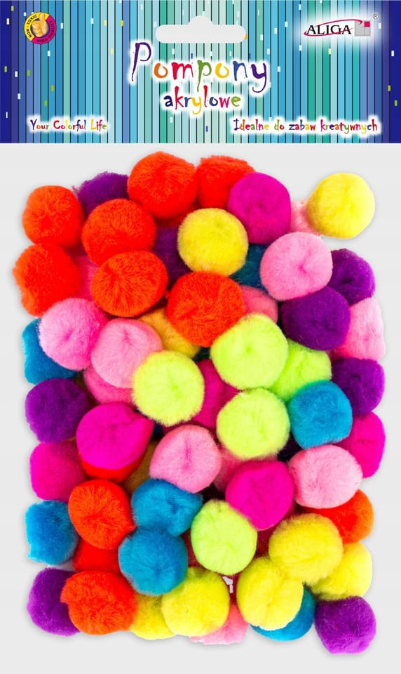 Pompony akrylowe mix kolorów 2,5cm (80) POM-9983 ALIGA