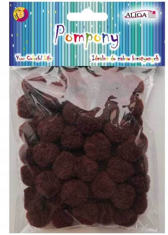 Pompony POM-410 brązowe 2cm op.60szt. ALIGA