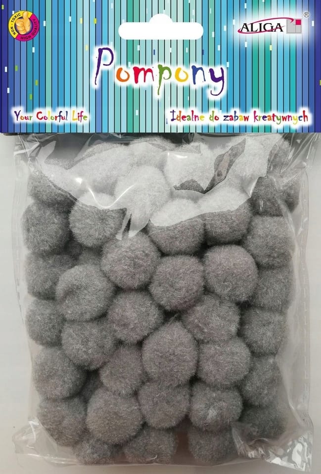 Pompony POM-411 szary 2cm op.60szt. ALIGA