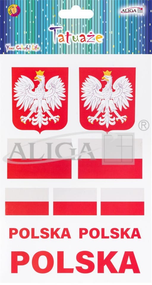 Tatuaże do ciała 14x21cm BARWY NARODOWE TAT-0673 ALIGA