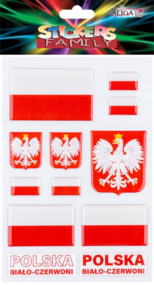 Naklejki wypukłe w barwach narodowych 14x21cm NK-0666 ALIGA