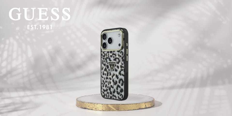 Etui Guess Leopard Glitter MagSafe do    iPhone 17 Pro Max czarny