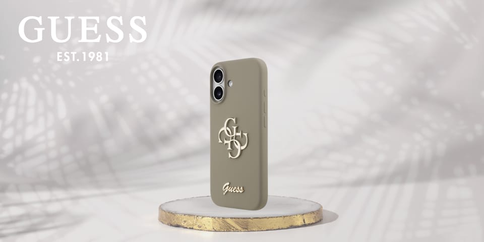 Etui Guess Silicone Big 4G Script do     iPhone 17 brązowy