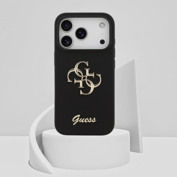 Etui Guess Silicone Big 4G Script do     iPhone 17 Pro czarny