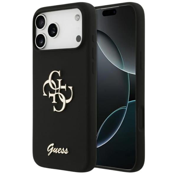 Etui Guess Silicone Big 4G Script do     iPhone 17 Pro Max czarny