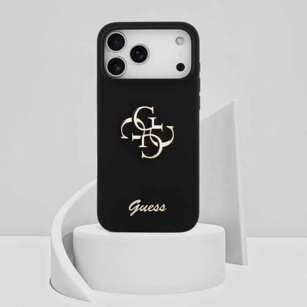 Etui Guess Silicone Big 4G Script do     iPhone 17 Pro Max czarny