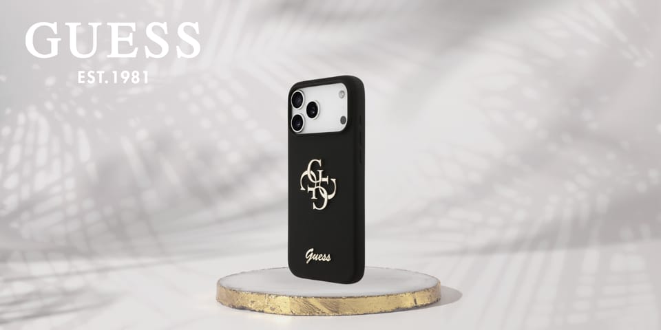 Etui Guess Silicone Big 4G Script do     iPhone 17 Pro Max czarny