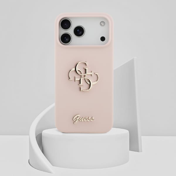 Etui Guess Silicone Big 4G Script do     iPhone 17 Pro Max różowy