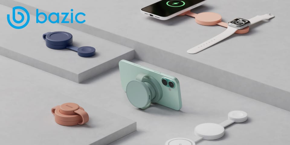 Ładowarka indukcyjna Bazic GoMag Trio 2  3w1 15W magnetyczna do iPhone/Watch/AirPods niebieski