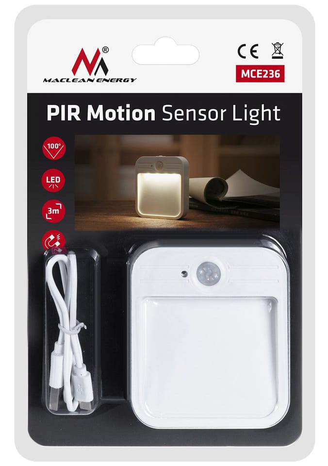 Lampa schodowa 4 LED czujnik ruchu, 4000K, 3.7V/500mAh