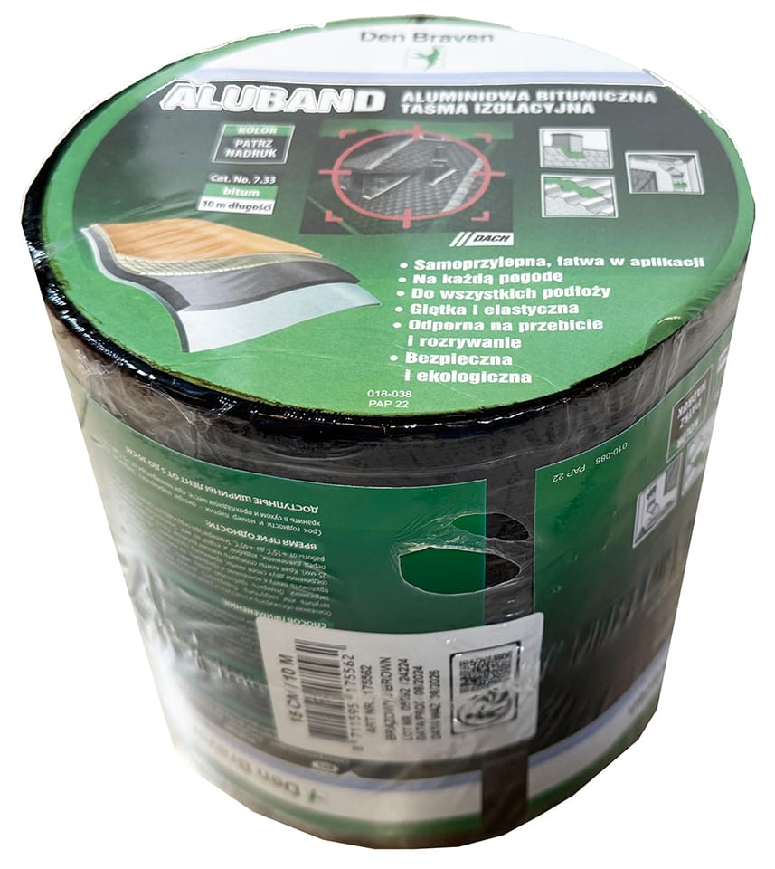Taśma dekarska aluminiowa Aluband brązowy 15cmx10m Den Braven