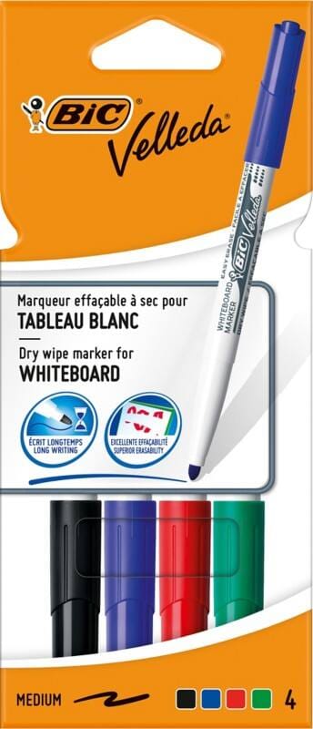 Marker VELLEDA 1741 suchościeralny mix kol. 4szt. okrągła końcówka 503842 BIC
