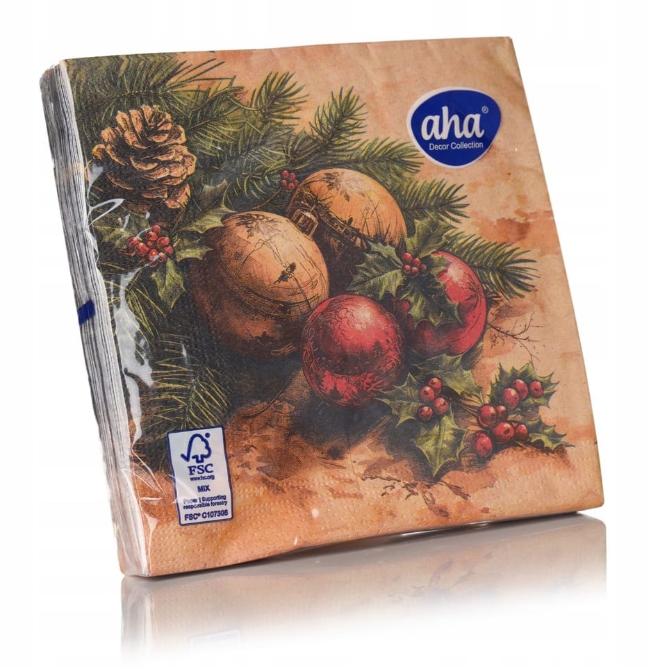 Serwetki świąteczne na Boże Narodzenie Święta 33x33cm papierowe 20 sztuk BN-138 AHA