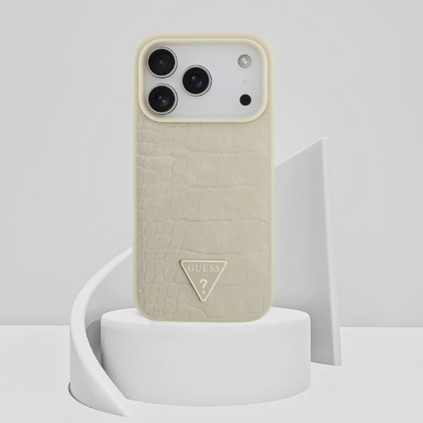 Etui Guess Croco Triangle Logo MagSafe   do iPhone 17 Pro złoty