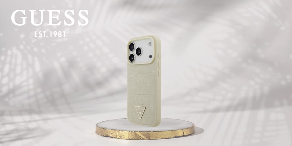 Etui Guess Croco Triangle Logo MagSafe   do iPhone 17 Pro złoty