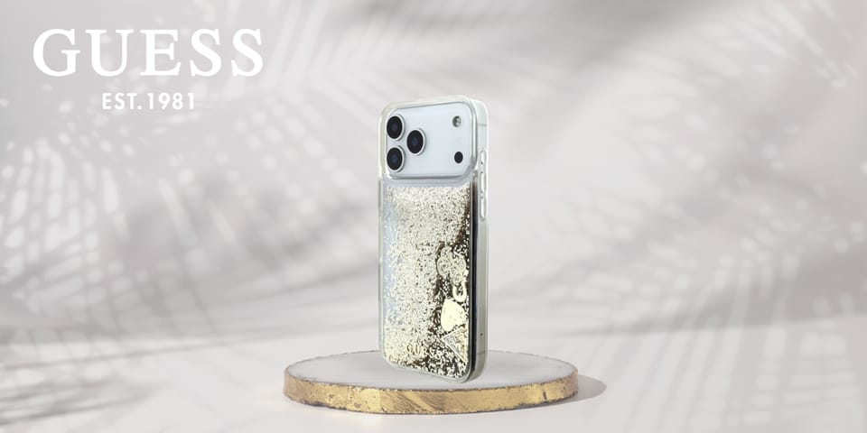 Etui Guess Liq. Glitter 4 Charms do      iPhone 17 Pro złoty