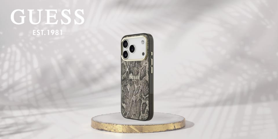 Etui Guess Python Pattern MagSafe do     iPhone 17 Pro Max brązowy