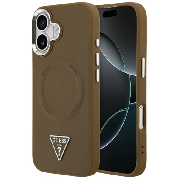 Etui Guess Triangle Logo MagSafe do      iPhone 17 brązowy