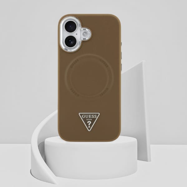 Etui Guess Triangle Logo MagSafe do      iPhone 17 brązowy