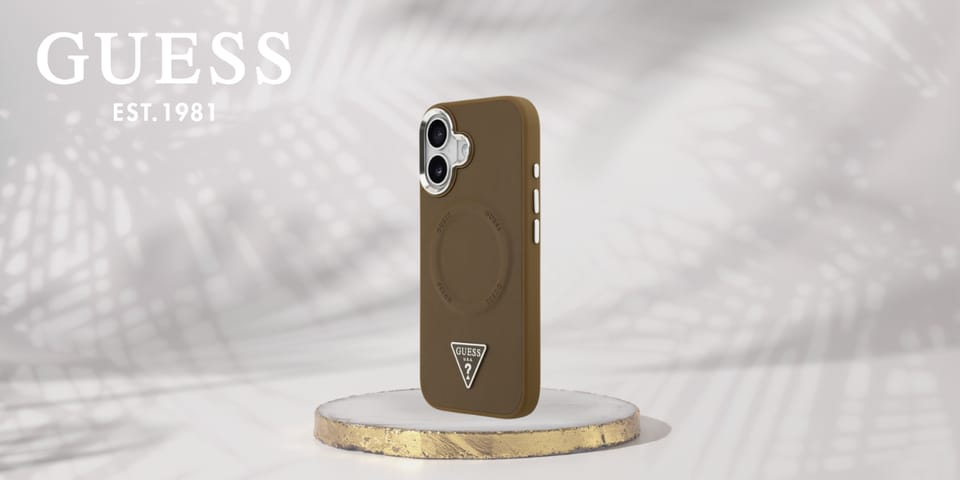 Etui Guess Triangle Logo MagSafe do      iPhone 17 brązowy