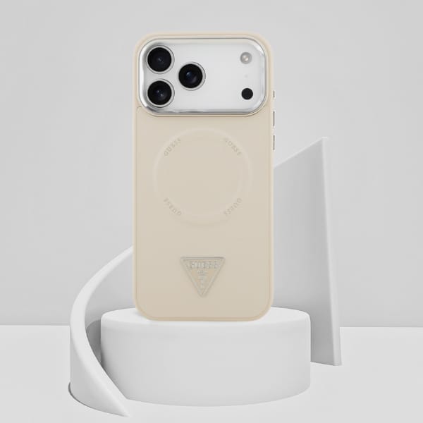 Etui Guess Triangle Logo MagSafe do      iPhone 17 Pro beżowy