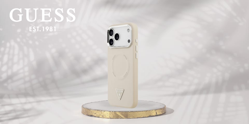 Etui Guess Triangle Logo MagSafe do      iPhone 17 Pro beżowy