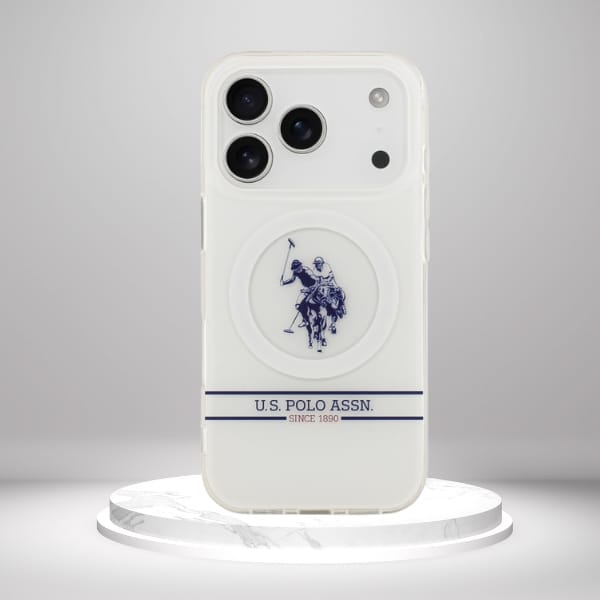 Etui US Polo DH and Bottom Stripe Logo   MagSafe do iPhone 17 Pro biały