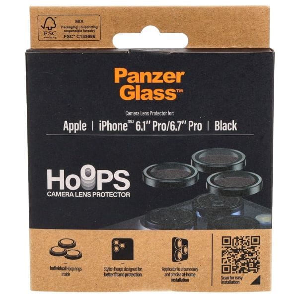 PanzerGlass Hoops Camera iPhone 15 Pro6.1" / 15 Pro Max 6.7" czarny/black 1139 camera lens protector hoop optic rings