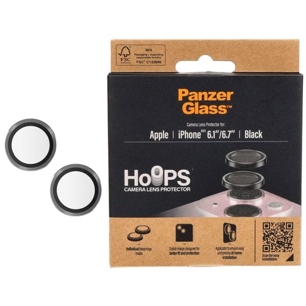 PanzerGlass Hoops Camera iPhone 156.1" / 15 Plus 6.7" czarny/black 1138 camera lens protector hoop optic rings