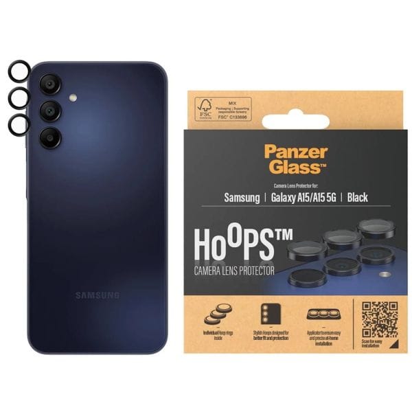 PanzerGlass Hoops Camera Sam A15 / A155G czarny/black 1224 camera lens protector hoop optic rings