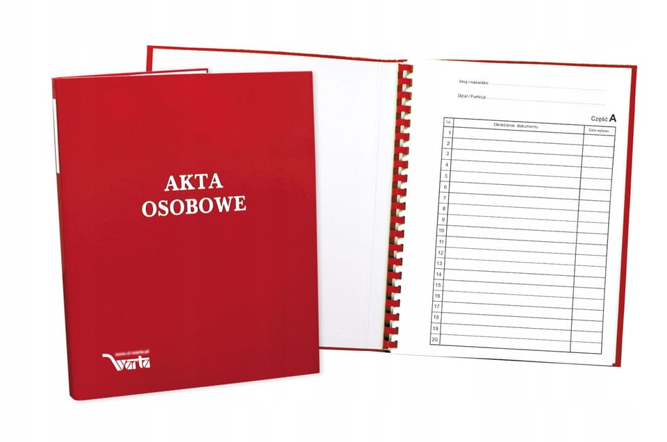 Teczka akt osobowych ABCDE okładka twarda binda wew. bez treści, czerwona 1824-339-138 WARTA