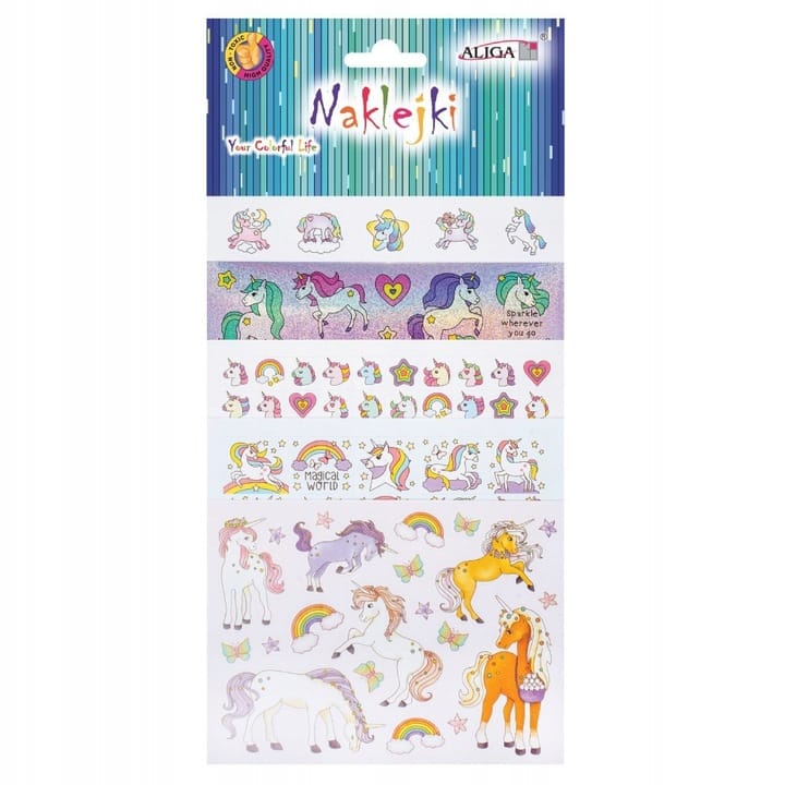 Naklejki JEDNOROŻCE 13,5x10cm 5 kart NK-0148 ALIGA