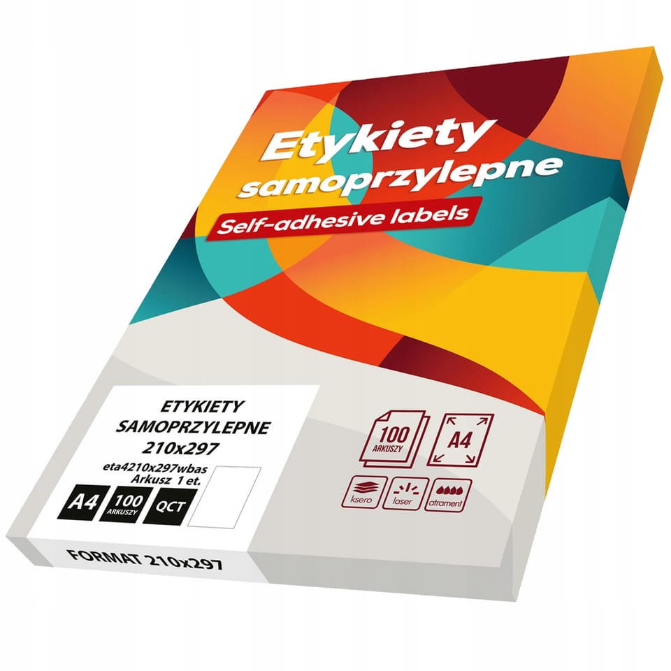 Etykiety A4 białe BASIC (100ark) 210x297mm eta4210x297wbas